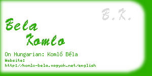 bela komlo business card